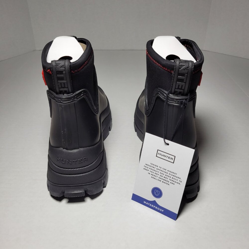 Hunter Women's Eloise Lug Sole Waterproof Neoprene Rain Booties in Black - Picture 4 of 12